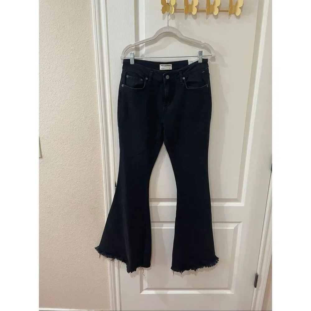 Free People We The Free Emre Flare Jeans Bell Bottom Black Western Boho - Picture 2 of 8